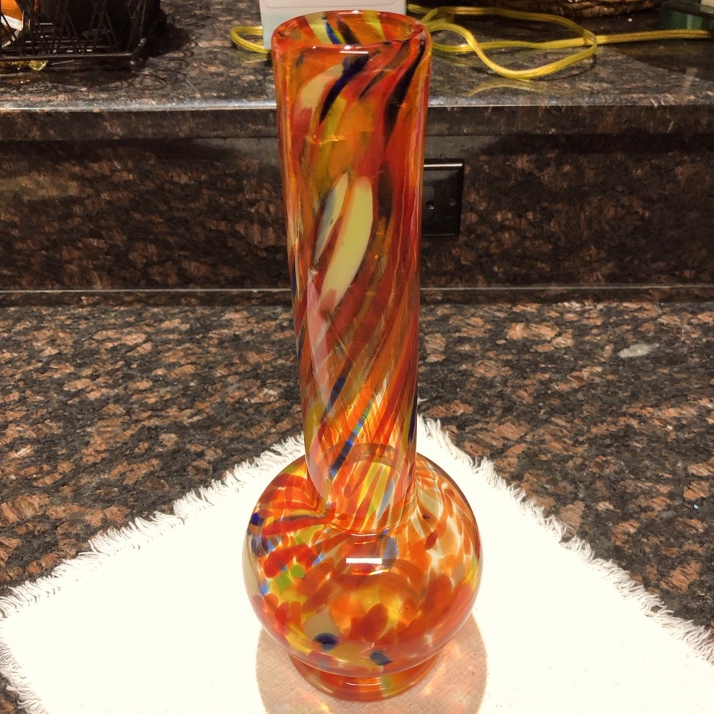 Italian Blown Glass Vase Vintage